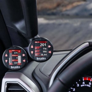Ford Super Duty Gauge Pod - Banks Power - iDash Stealth Dual - Black - `17-`22